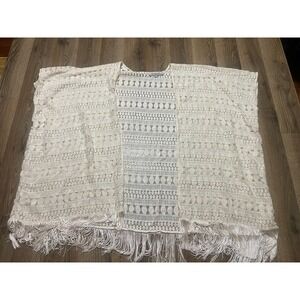 World Market Shawl Women's One Size, White, See Through, Tassel, Sleeveless